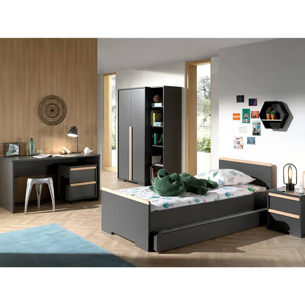 Vipack Nightstand London 2-drawer Wood Anthracite
