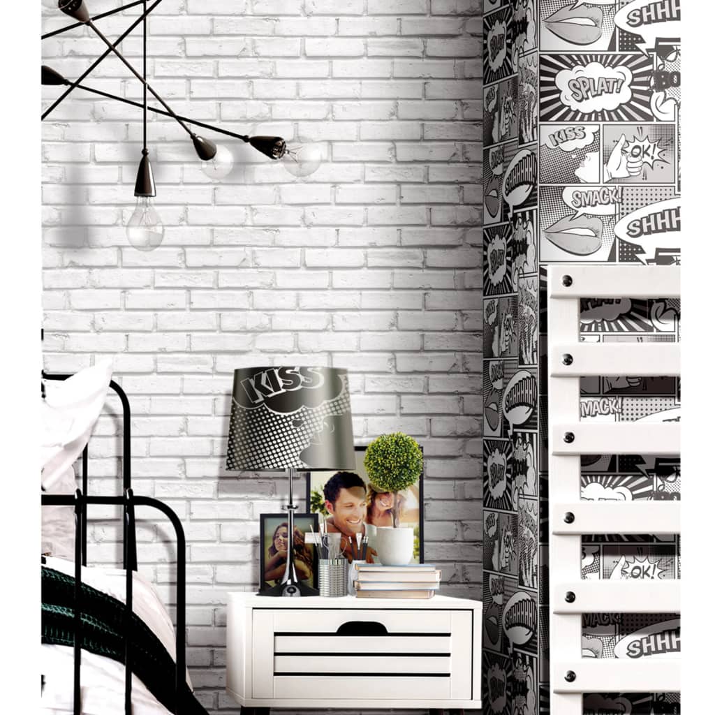 Noordwand Urban Friends & Coffee Wallpaper Bricks Grey and White