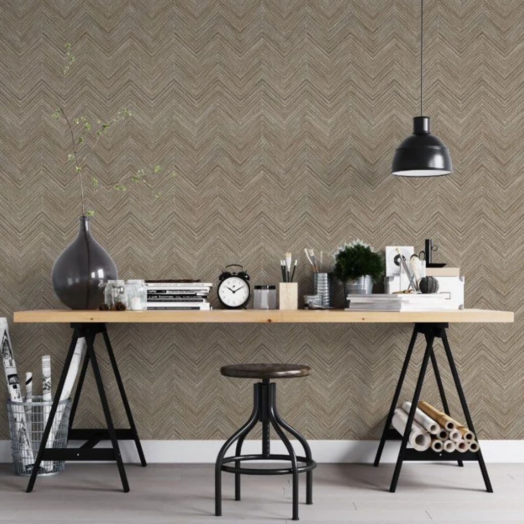 Noordwand Topchic Wallpaper Herringbone Brown
