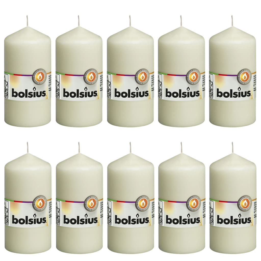Bolsius Pillar Candles 10 pcs 120x58 mm Ivory