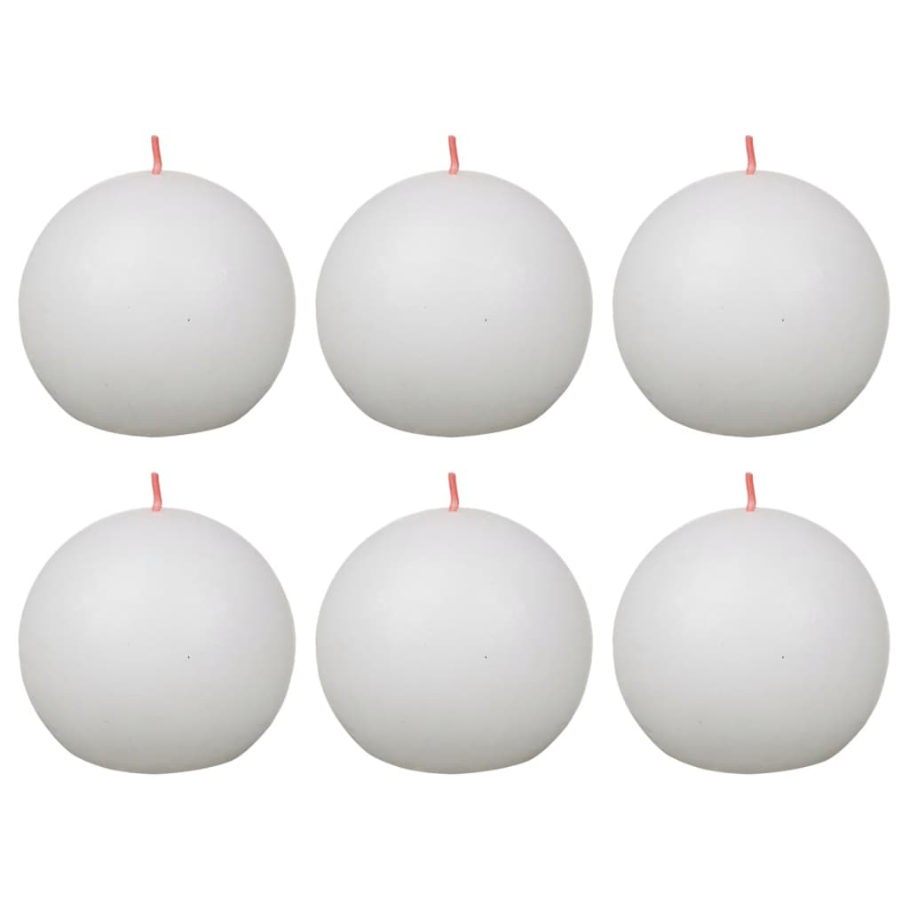 Bolsius Rustic Ball Candles Shine 6 pcs 76x71 mm Cloudy White