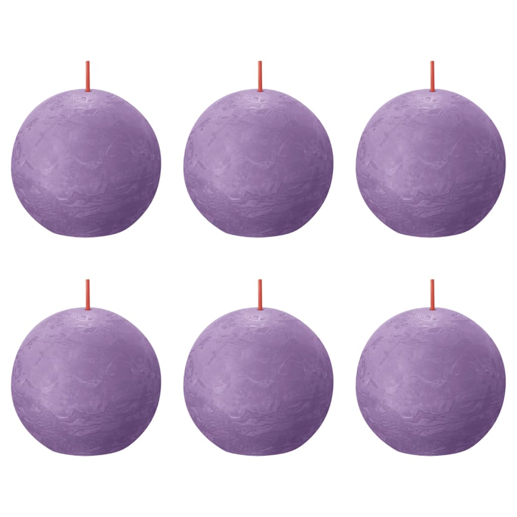 Bolsius Rustic Ball Candles Shine 6 pcs 76x71 mm Vibrant Violet