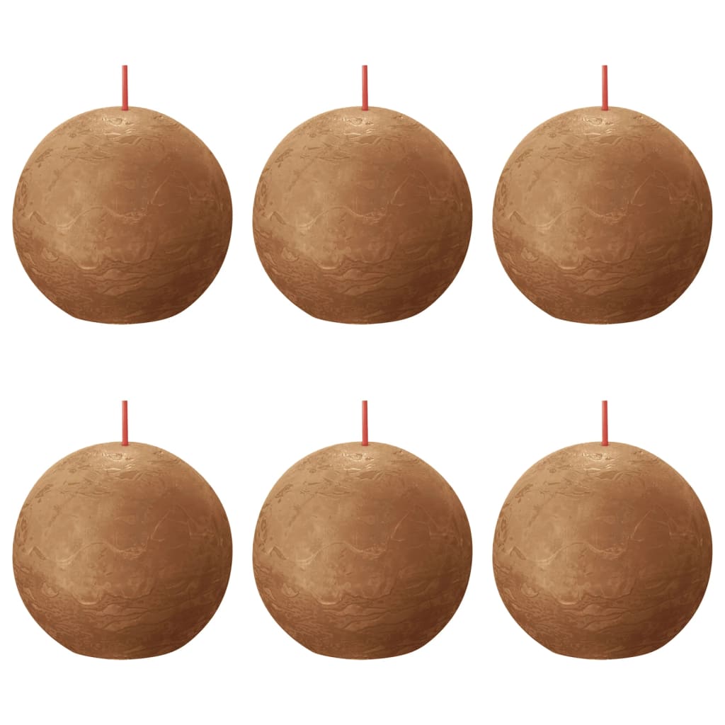 Bolsius Rustic Ball Candles Shine 6 pcs 76x71 mm Spice Brown