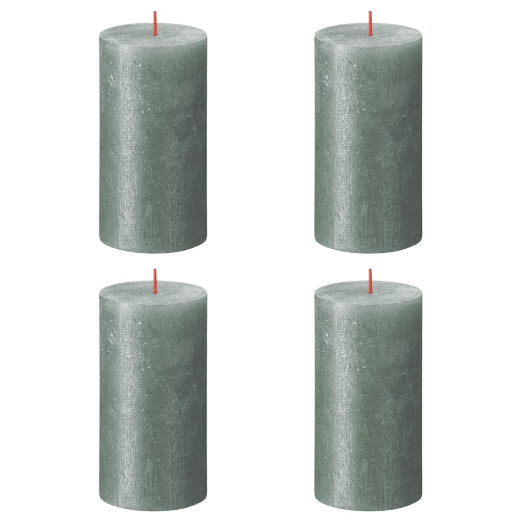 Bolsius Rustic Pillar Candles Shimmer 4 pcs 130x68 mm Oxide Blue