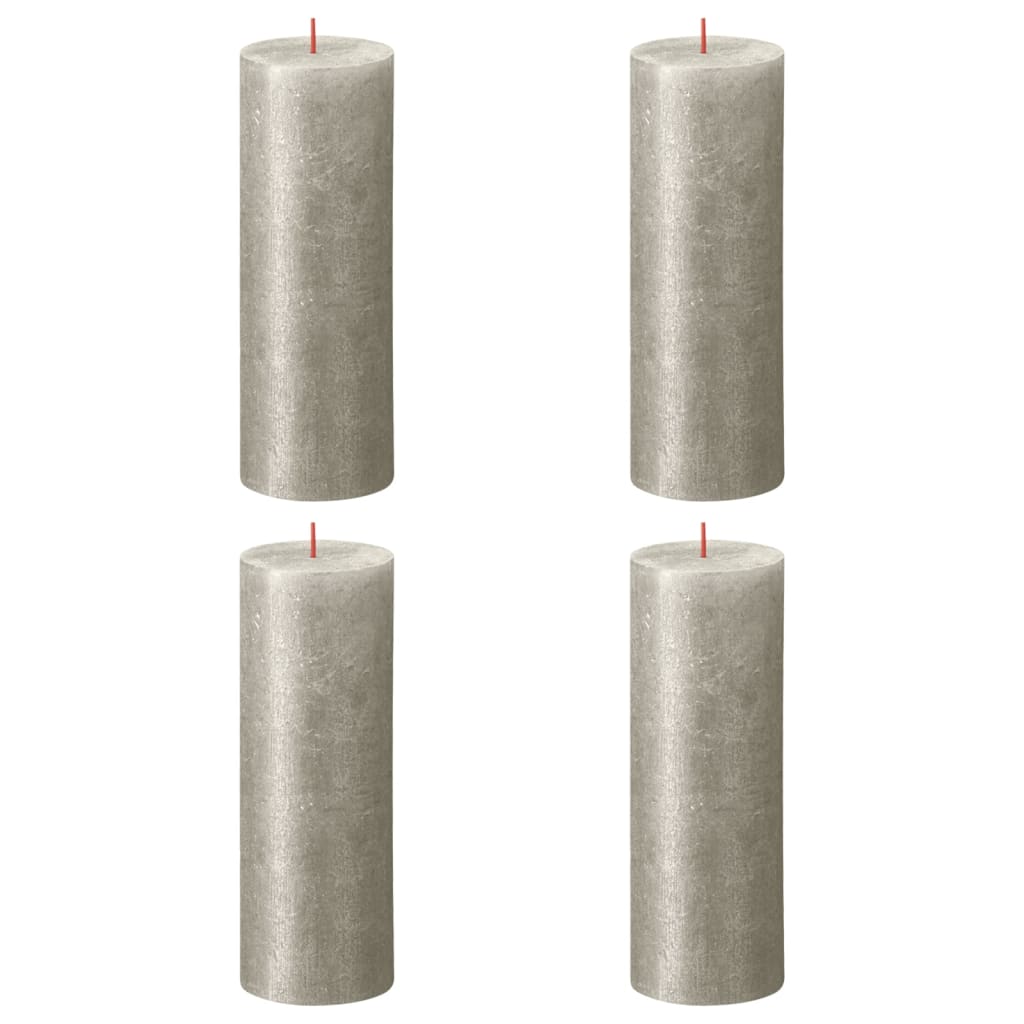 Bolsius Rustic Pillar Candles Shimmer 4 pcs 190x68 mm Champagne