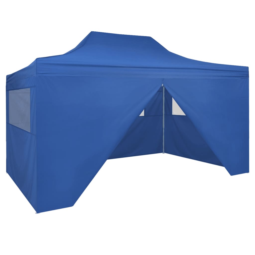 vidaXL Foldable Tent Pop-Up with 4 Side Walls 3x4.5 m Blue