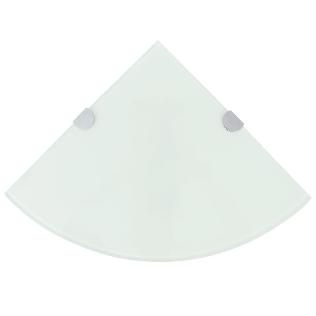 vidaXL Corner Shelf with Chrome Supports Glass White 25x25 cm