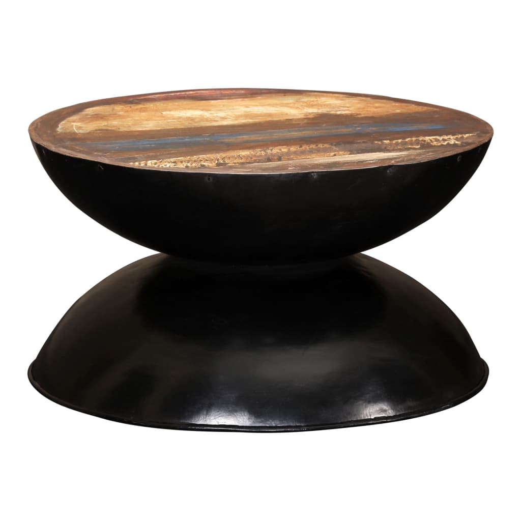vidaXL Coffee Table Solid Reclaimed Wood Black Base 60x60x33 cm