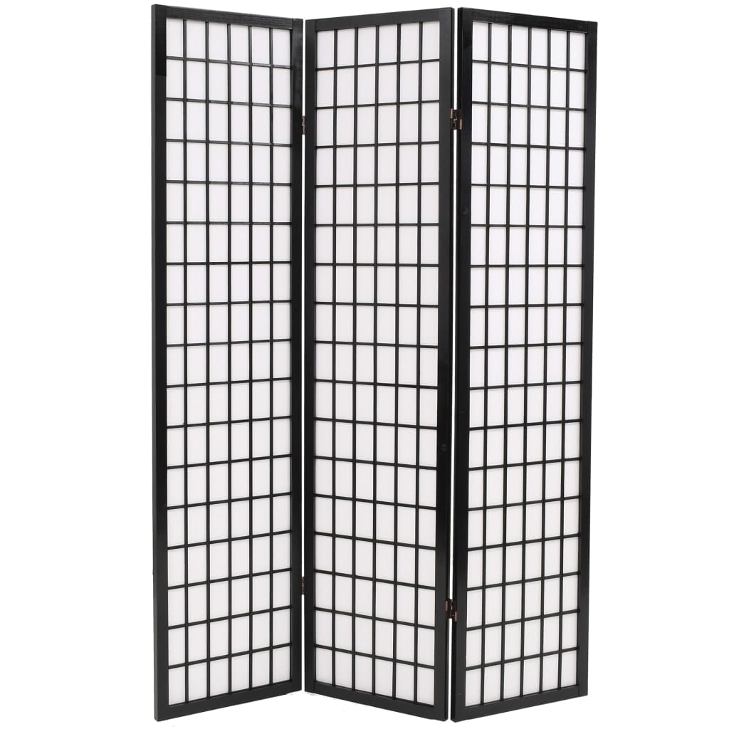 vidaXL Folding 3-Panel Room Divider Japanese Style 120x170 cm Black