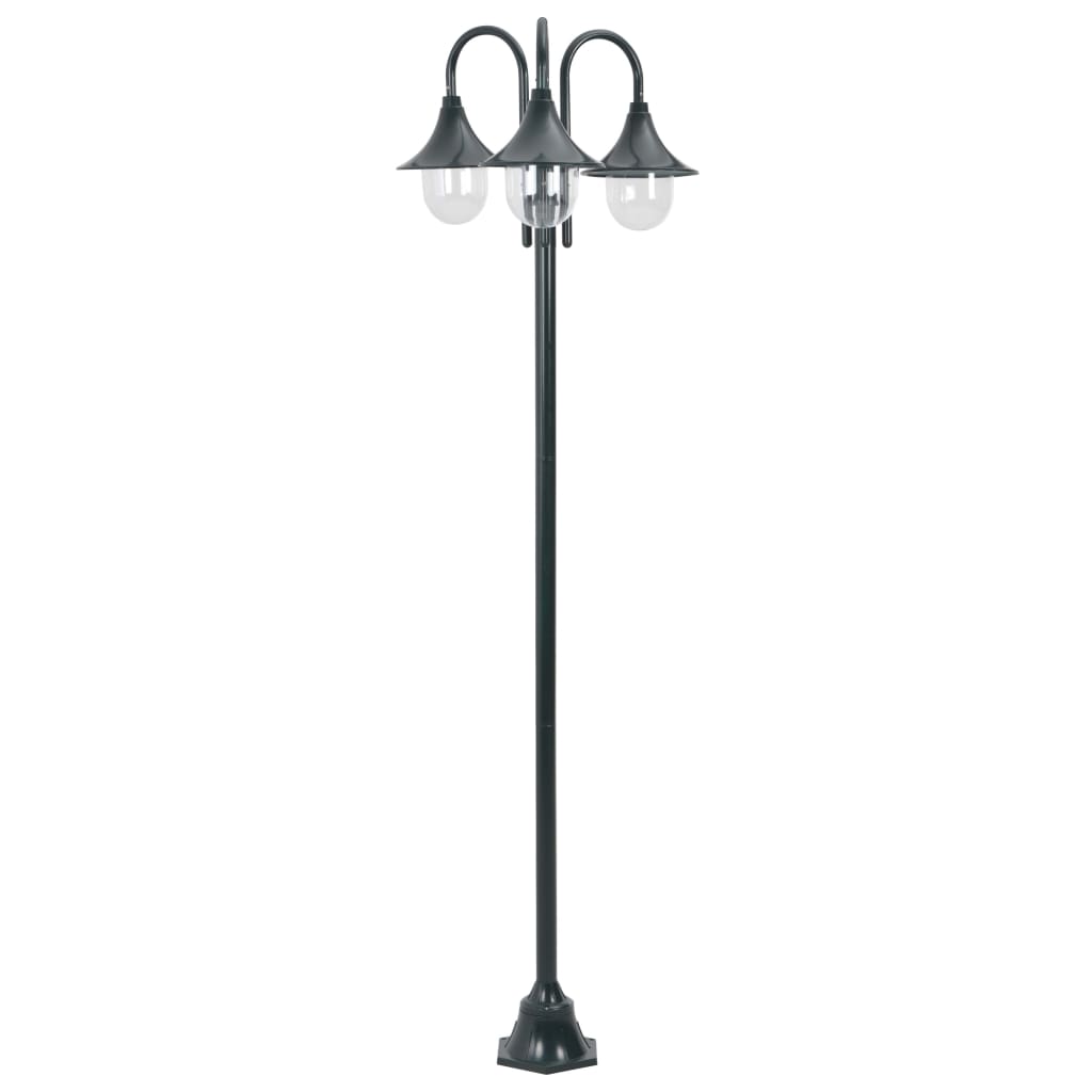 vidaXL Garden Post Light E27 220 cm Aluminium 3-Lantern Dark Green