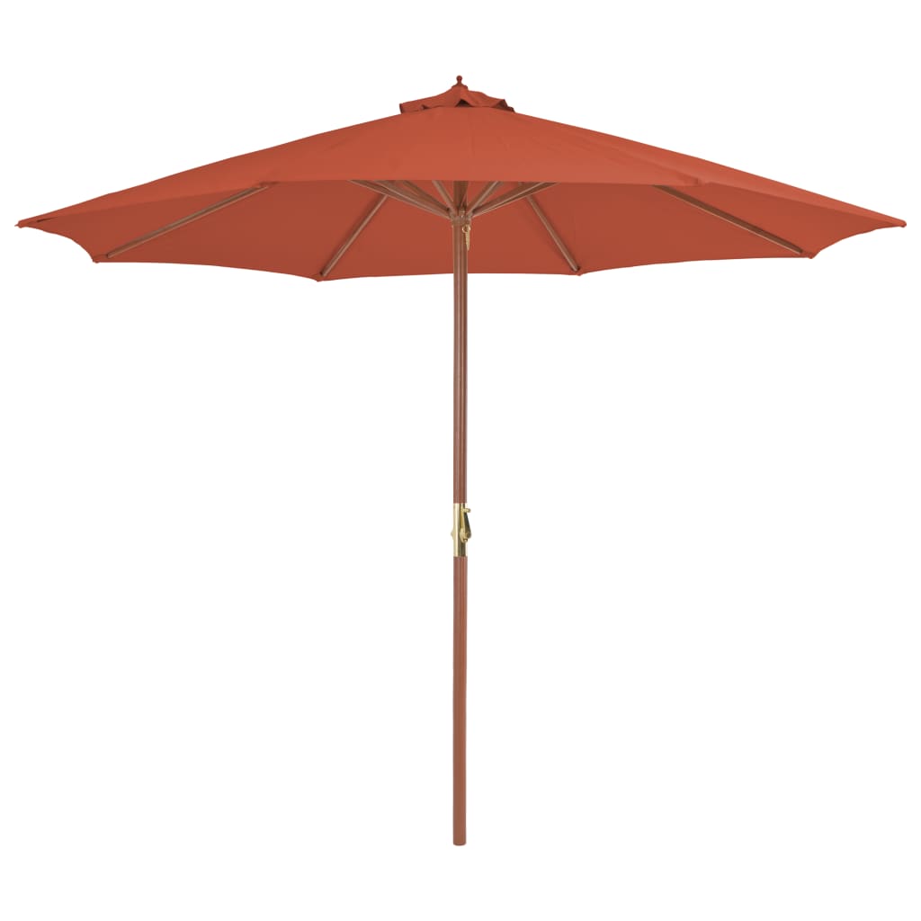vidaXL Outdoor Parasol with Wooden Pole 300 cm Terracotta