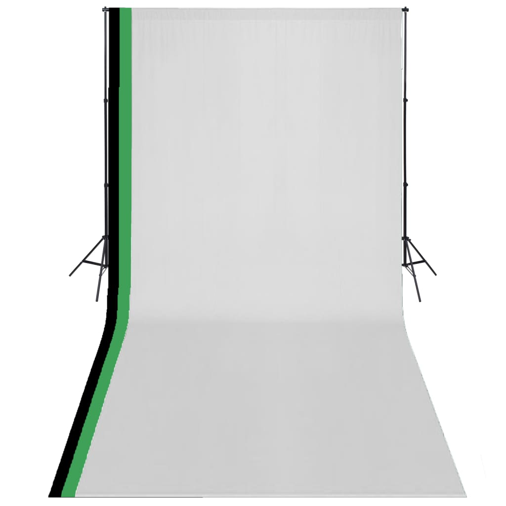 vidaXL Photo Studio Kit with 3 Cotton Backdrops Adjustable Frame 3x6m