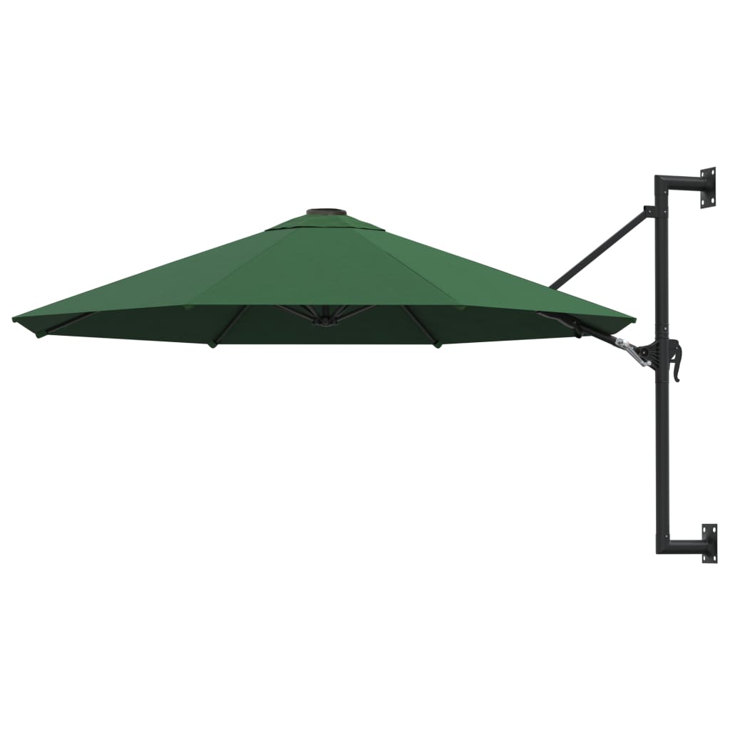 vidaXL Wall-Mounted Parasol with Metal Pole 300 cm Green