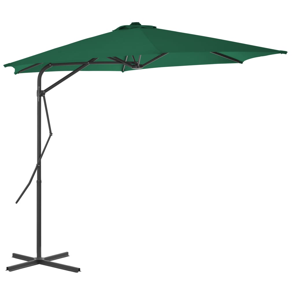 vidaXL Outdoor Parasol with Steel Pole 300 cm Green