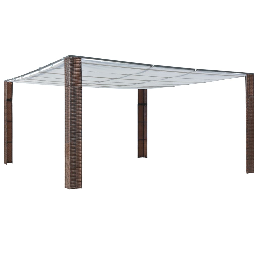 vidaXL Gazebo with Roof Poly Rattan 400x400x200 cm Brown and Cream