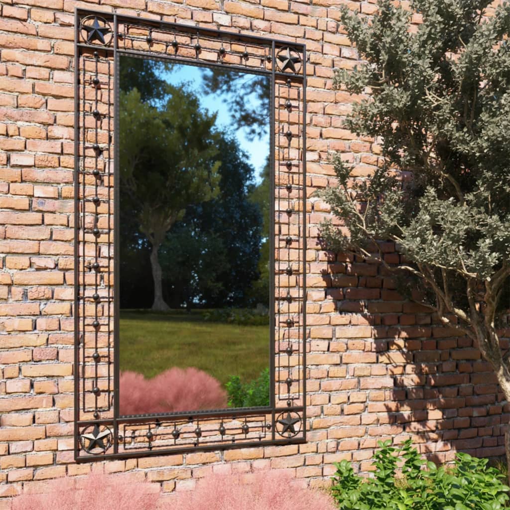vidaXL Garden Wall Mirror Rectangular 60x110 cm Black