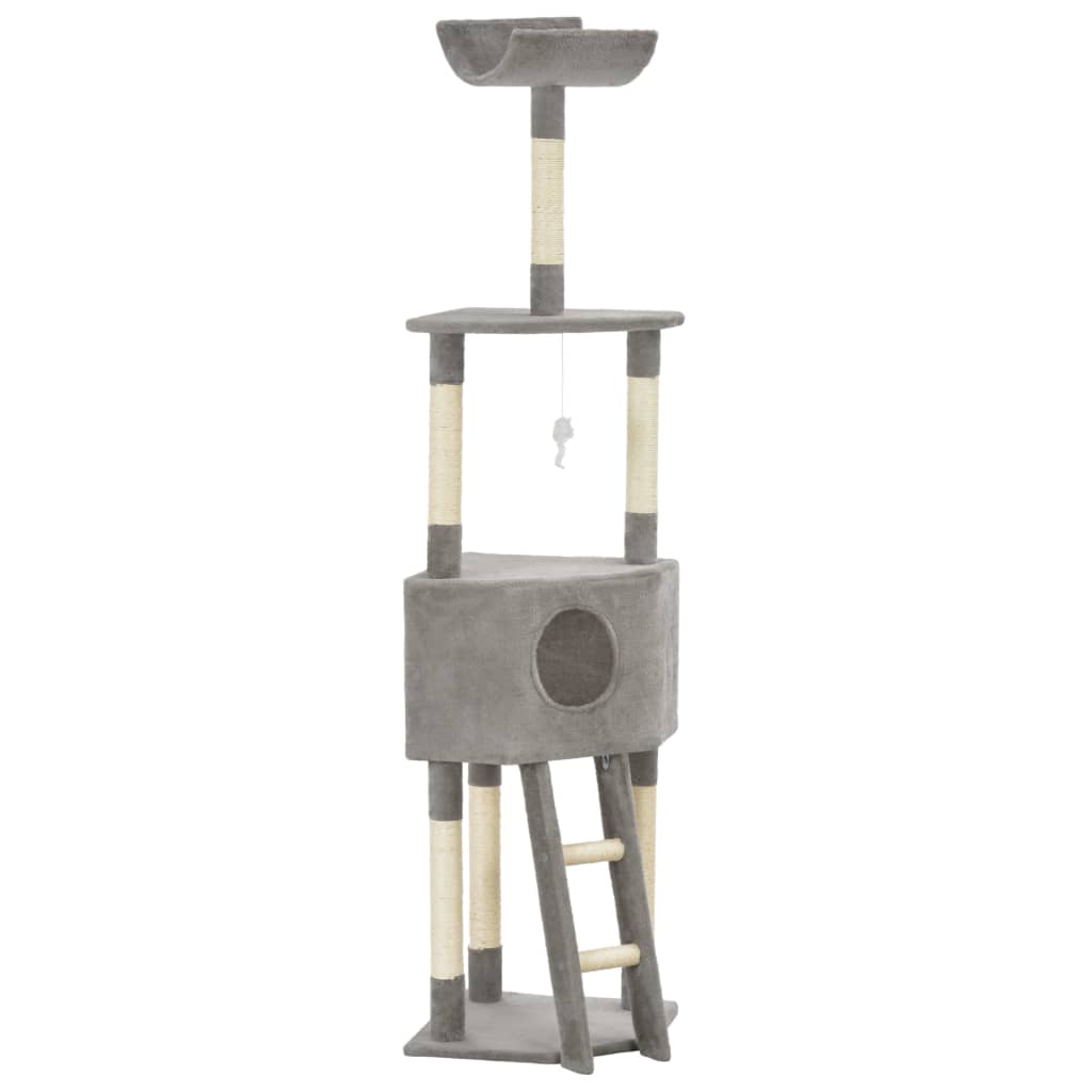 vidaXL Cat Tree with Sisal Scratching Post Grey 180 cm