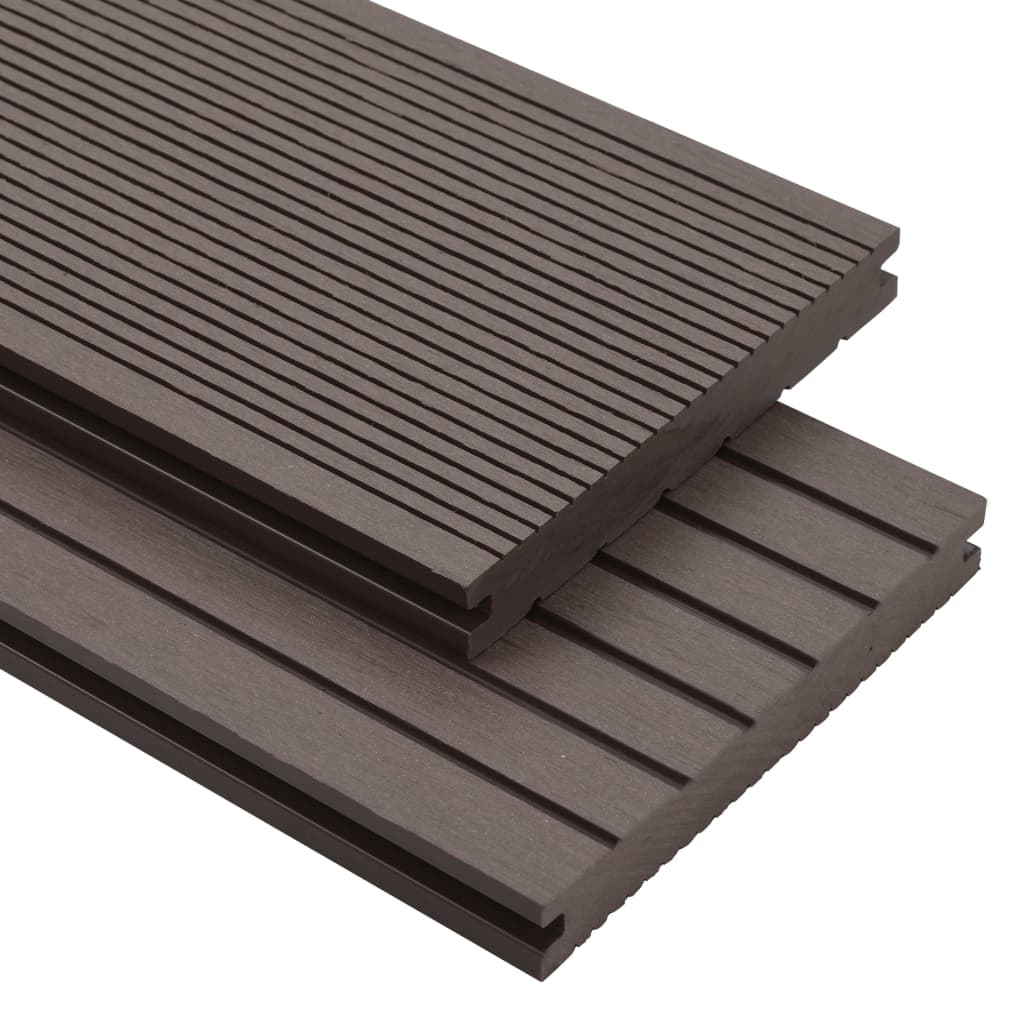 vidaXL WPC Solid Decking Boards with Accessories 26mŒ_ 2.2m Dark Brown