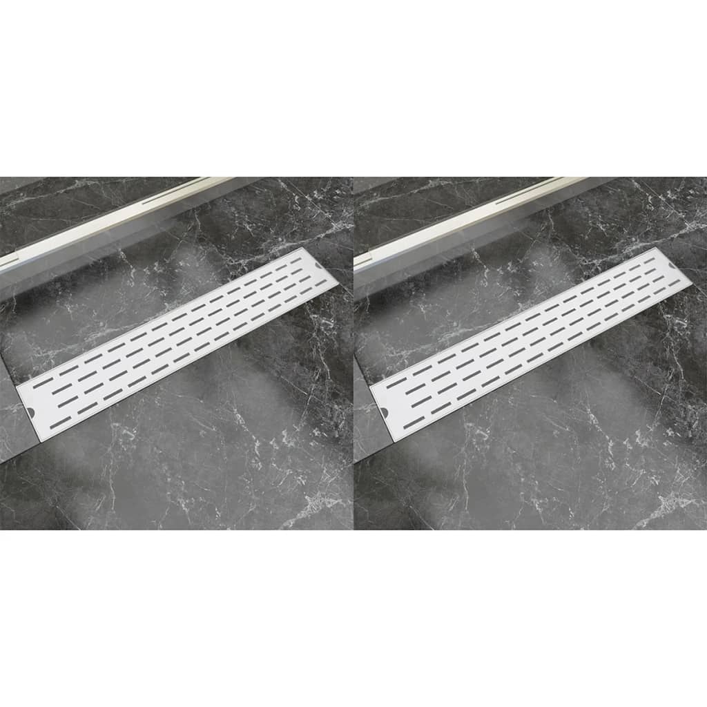 vidaXL Linear Shower Drain 2 pcs Line 630x140 mm Stainless Steel