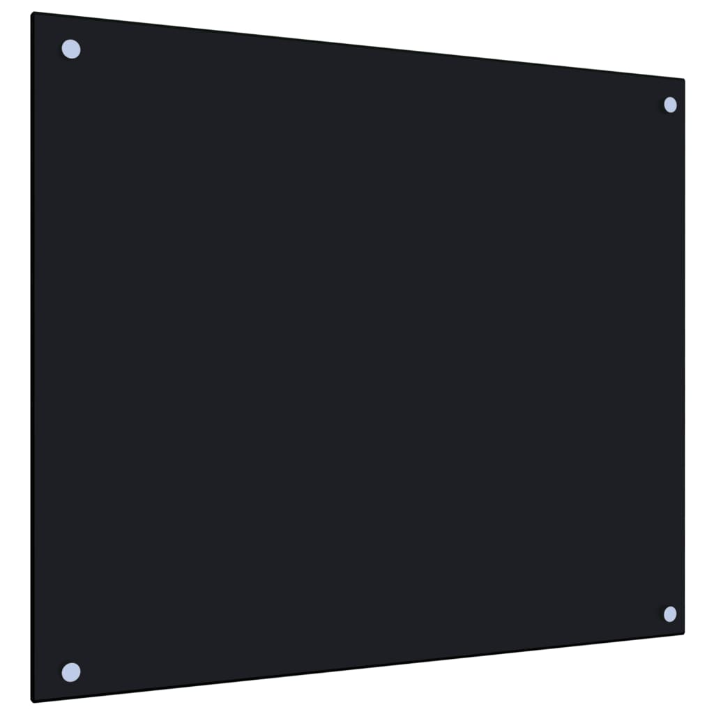 vidaXL Kitchen Backsplash Black 70x60 cm Tempered Glass