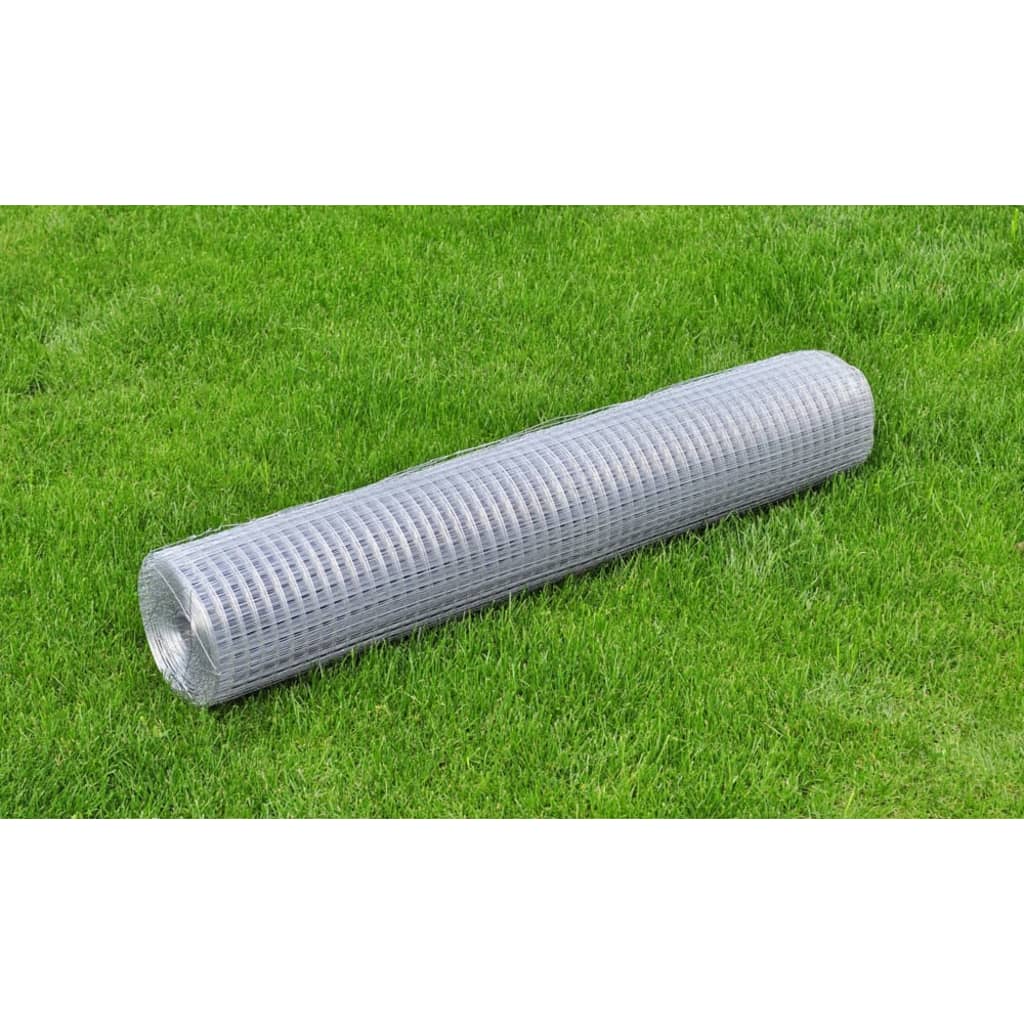 vidaXL Chicken Wire Fence Galvanised Steel 25x1 m Silver