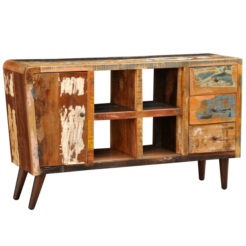 vidaXL Reclaimed Cabinet Solid Wood with 1 Door 4 Shelves 3 Drawers