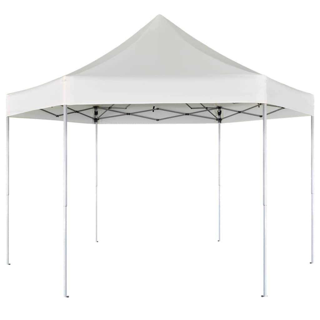 vidaXL Hexagonal Pop-Up Foldable Marquee Cream White 3.6x3.1 m