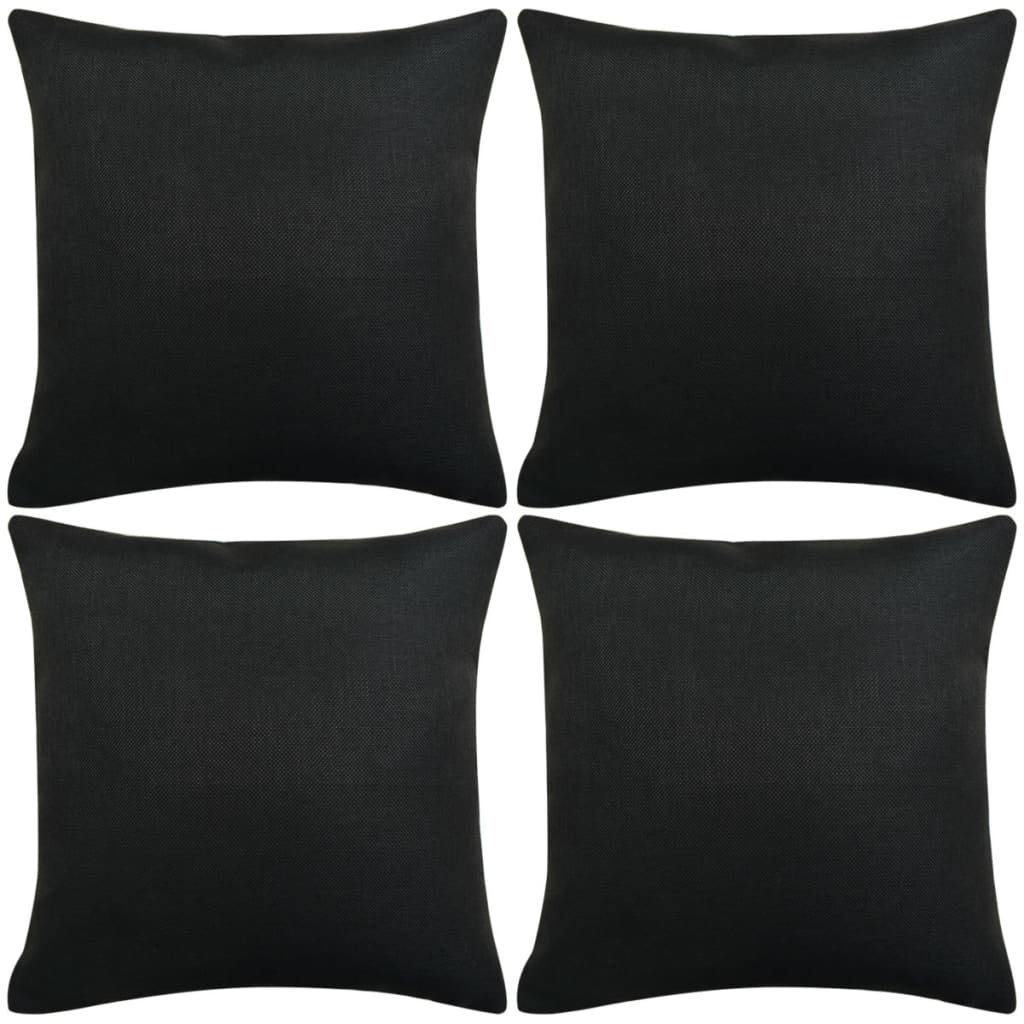vidaXL Cushion Covers 4 pcs Linen-look Black 50x50 cm