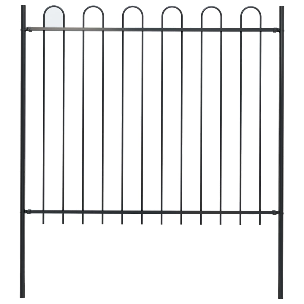 vidaXL Garden Fence with Hoop Top Steel 1.7 m Black