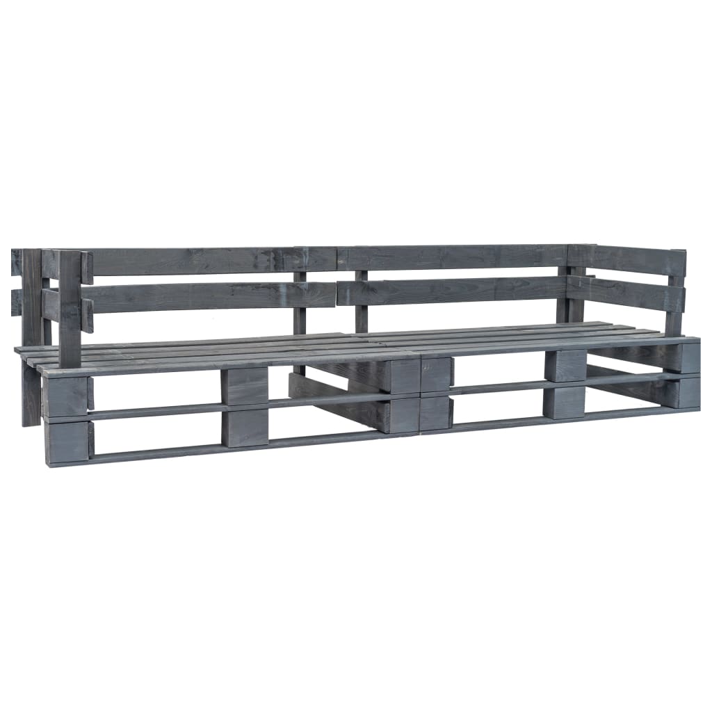 vidaXL Garden 2-Seater Pallet Sofa Grey Wood