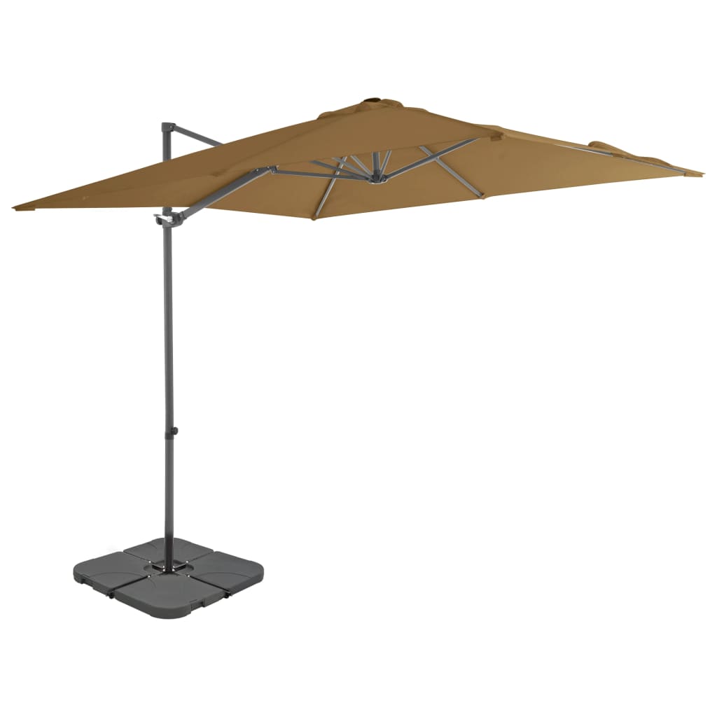 vidaXL Outdoor Umbrella with Portable Base Taupe