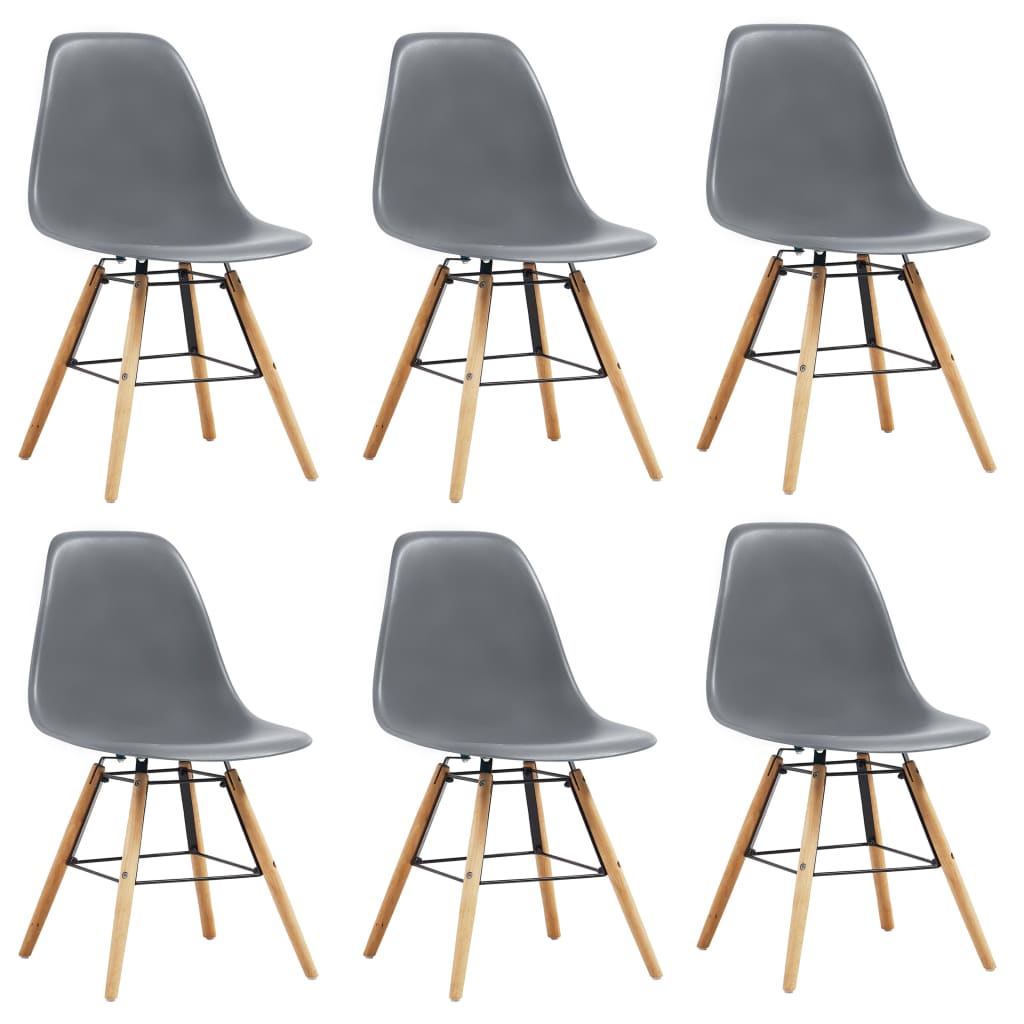 vidaXL Dining Chairs 6 pcs Grey Plastic