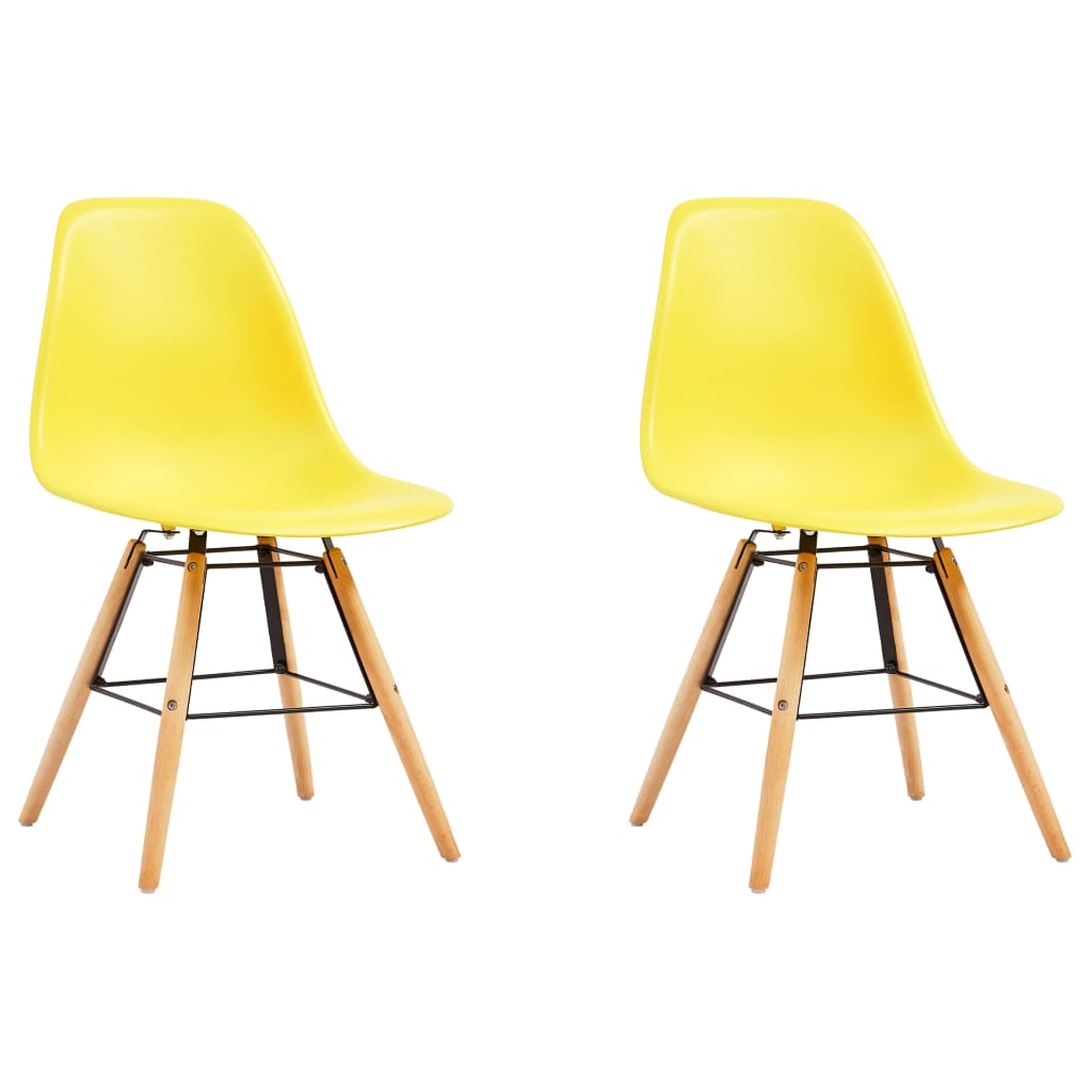 vidaXL Dining Chairs 2 pcs Yellow Plastic