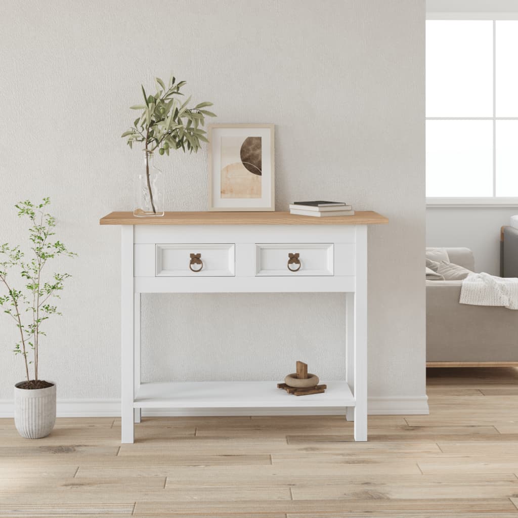 vidaXL Console Table Mexican Pine Corona Range White 90x34.5x73 cm