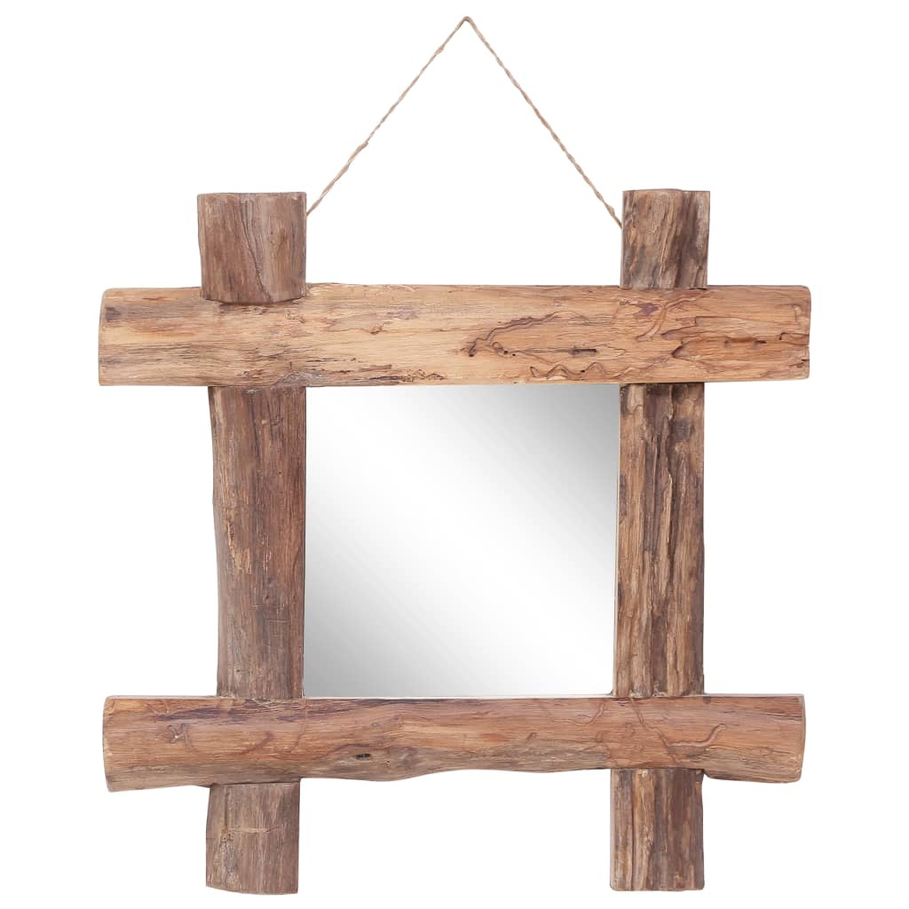 vidaXL Log Mirror Natural 50x50 cm Solid Reclaimed Wood