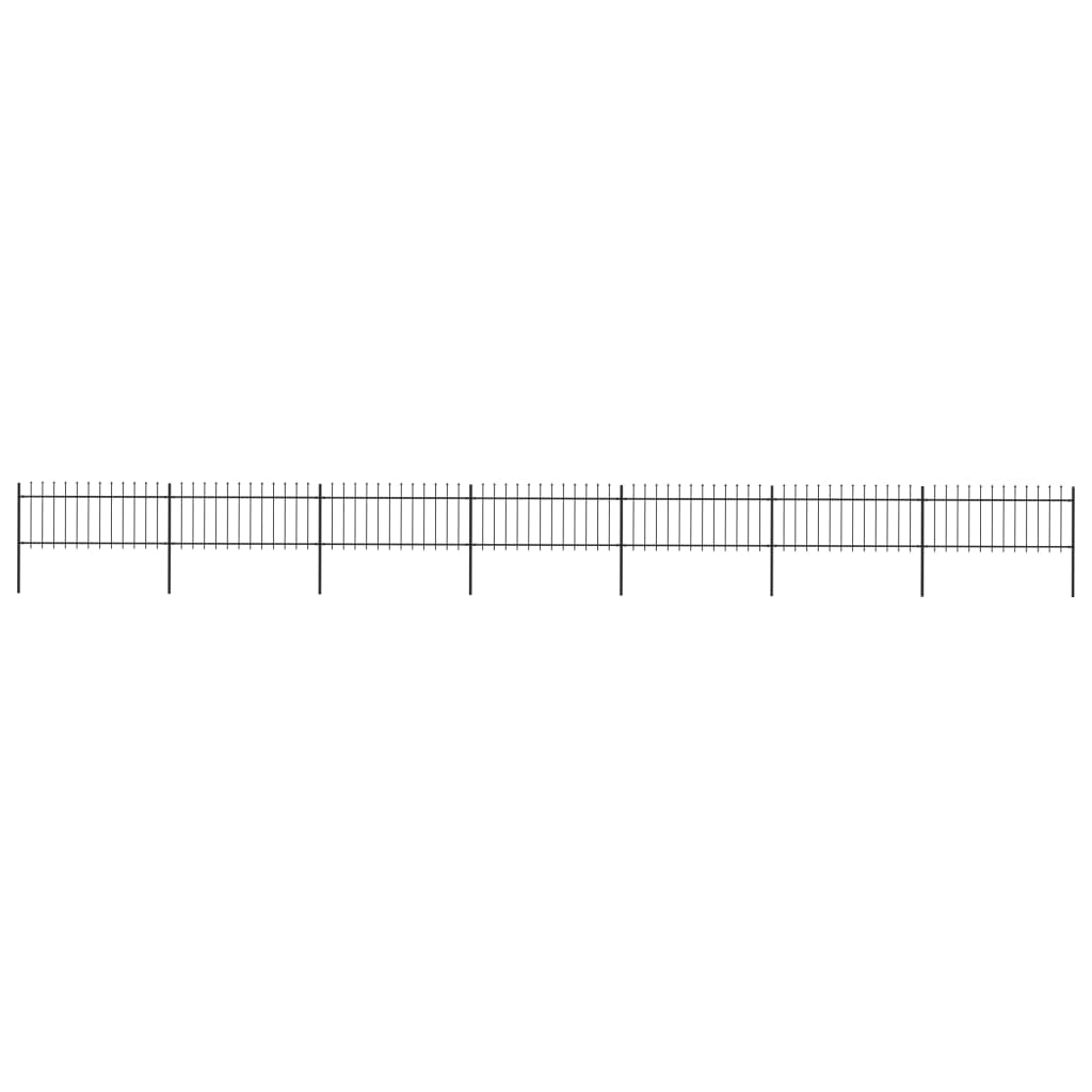 vidaXL Garden Fence with Spear Top Steel 11.9x0.8 m Black