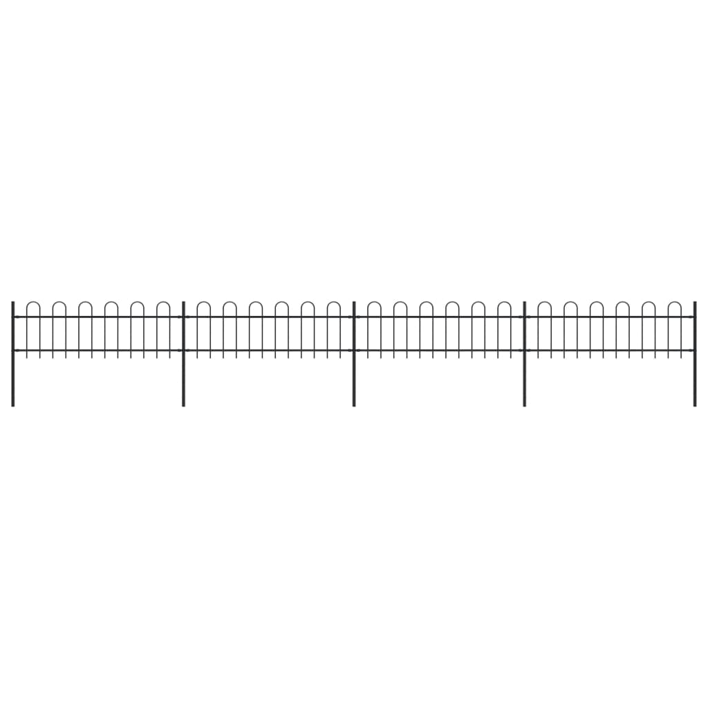 vidaXL Garden Fence with Hoop Top Steel 6.8x0.6 m Black