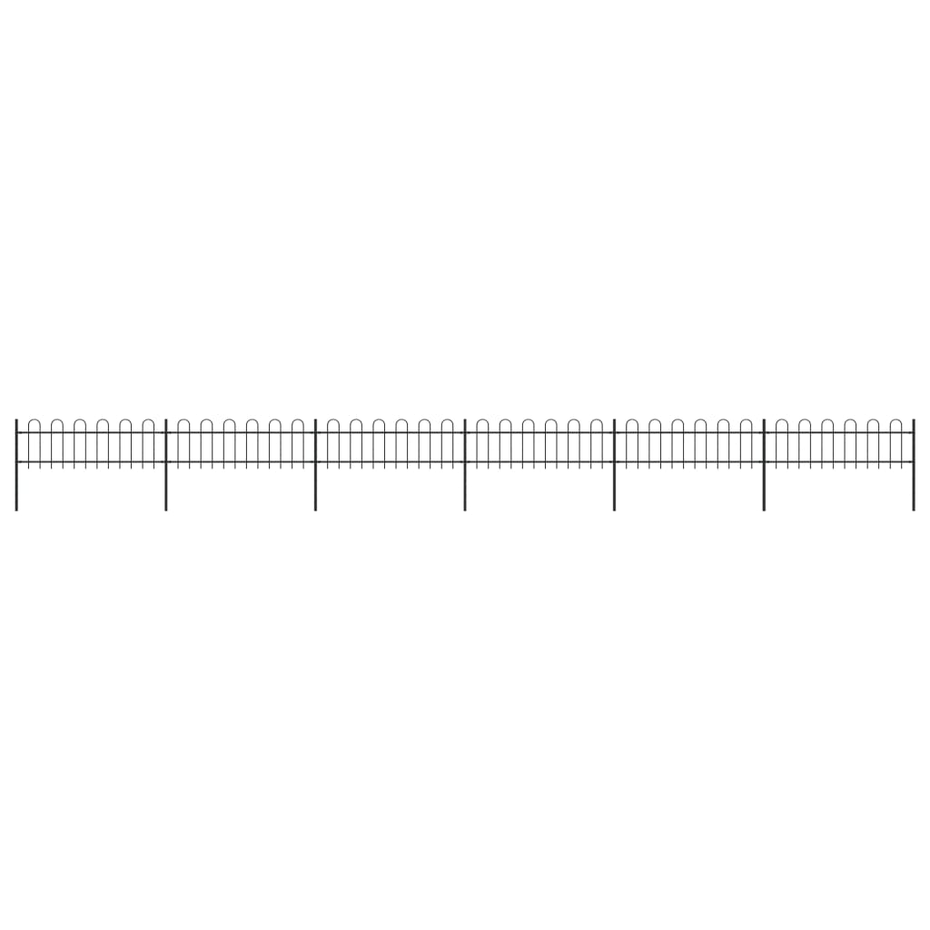 vidaXL Garden Fence with Hoop Top Steel 10.2x0.6 m Black