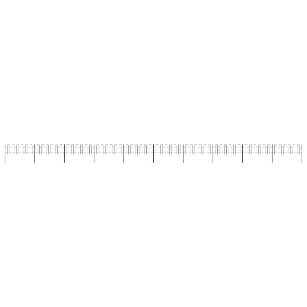 vidaXL Garden Fence with Hoop Top Steel 17x0.6 m Black