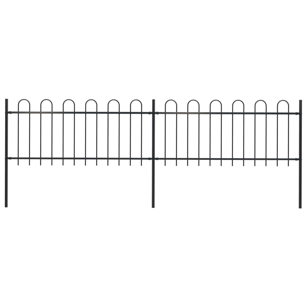vidaXL Garden Fence with Hoop Top Steel 3.4x0.8 m Black