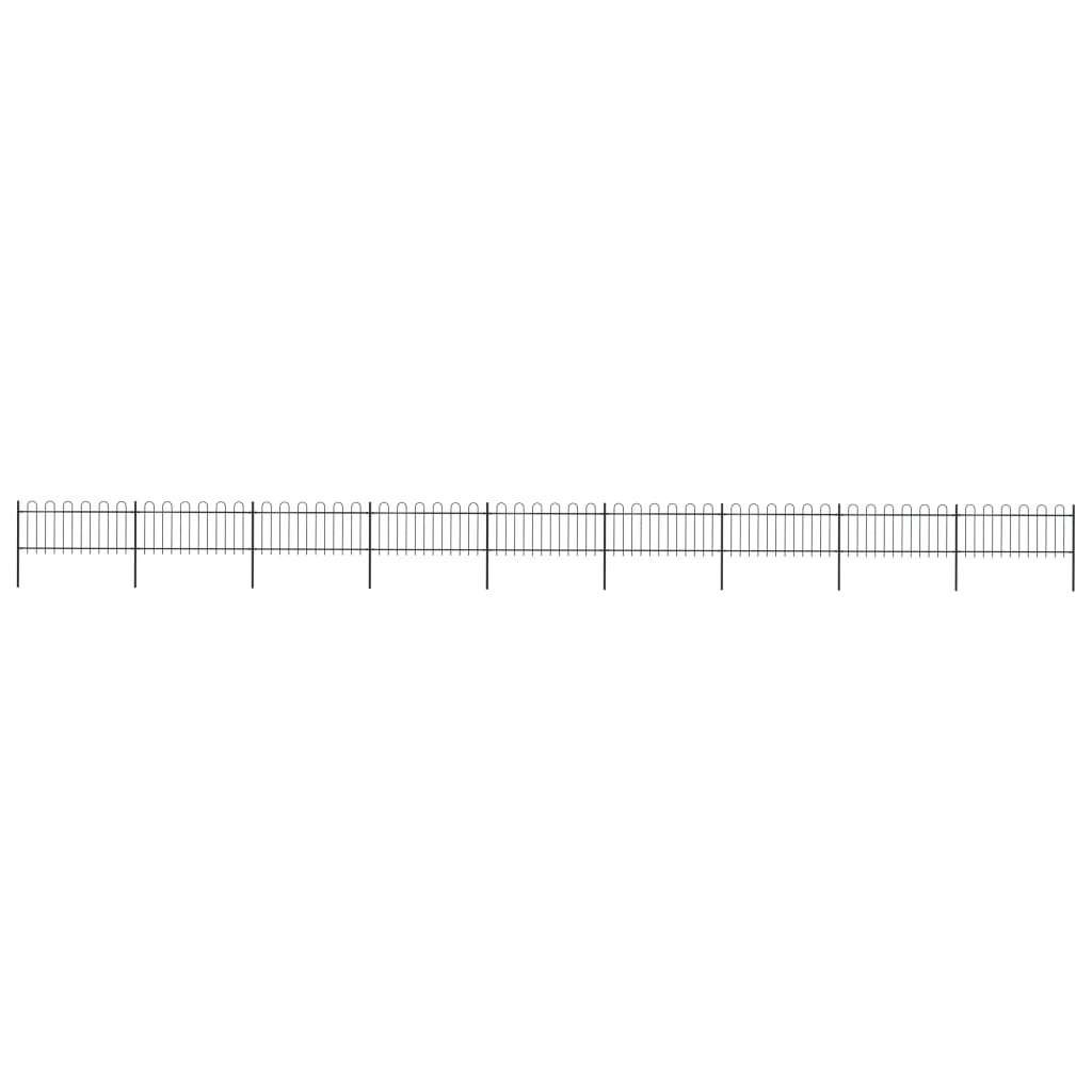 vidaXL Garden Fence with Hoop Top Steel 15.3x0.8 m Black