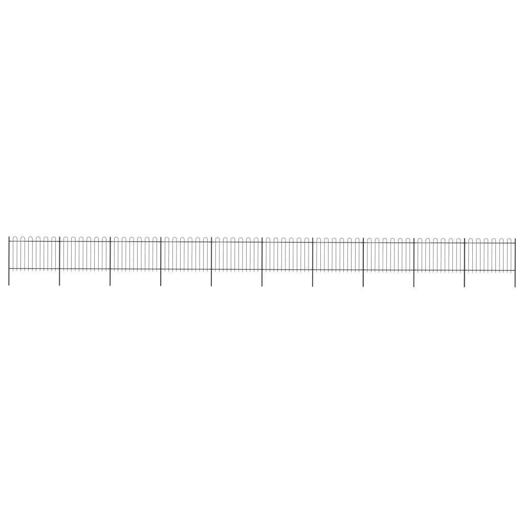 vidaXL Garden Fence with Hoop Top Steel 17x1.2 m Black