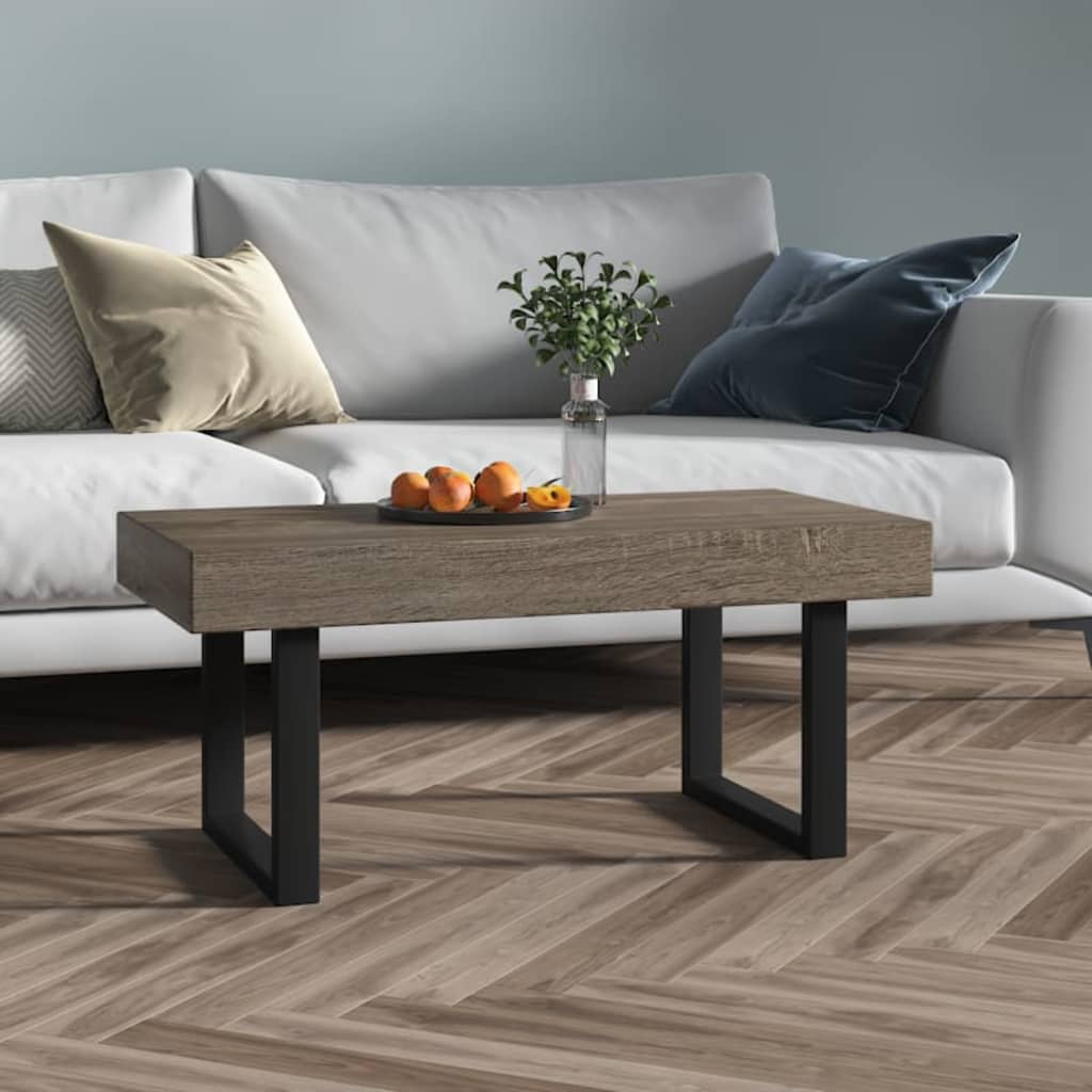 vidaXL Coffee Table Grey and Black 90x45x40 cm MDF and Iron