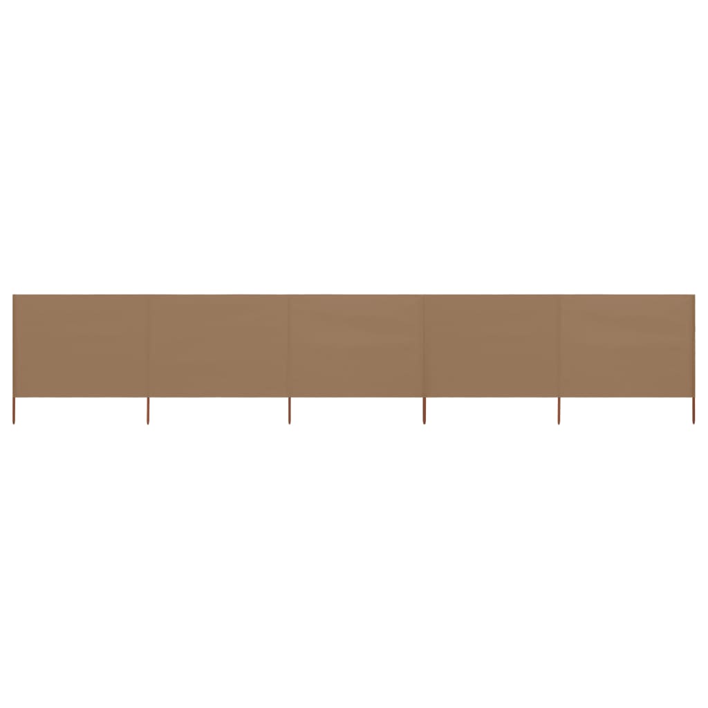 vidaXL 5-panel Wind Screen Fabric 600x80 cm Taupe