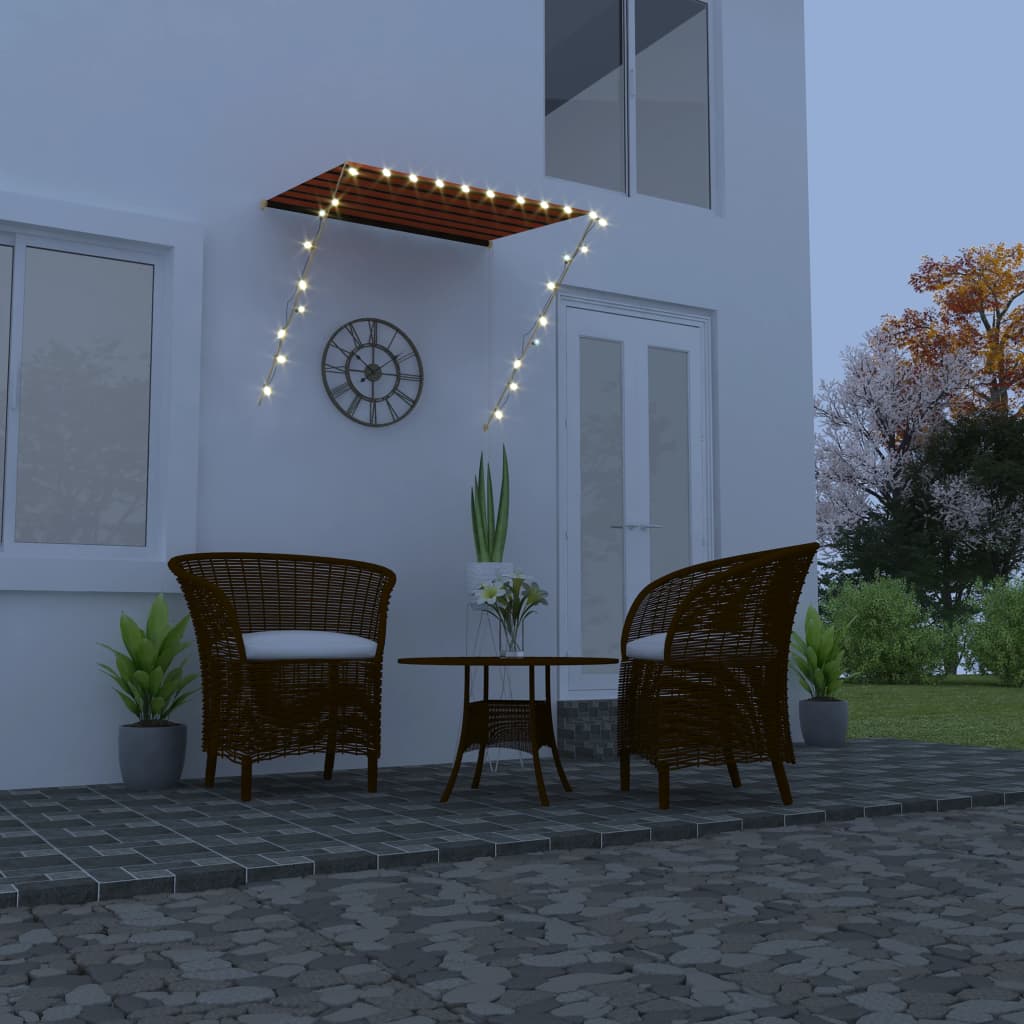 vidaXL Retractable Awning with LED 150x150 cm Orange and Brown