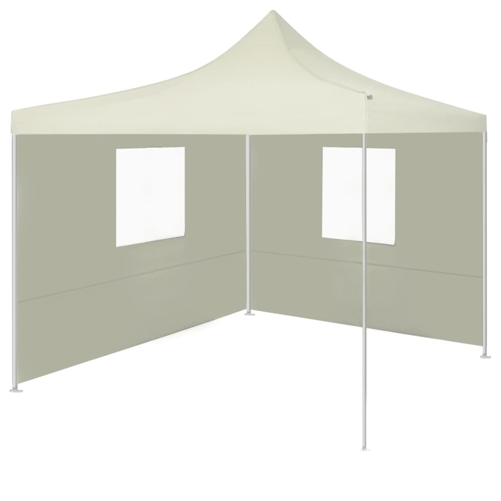 vidaXL Professional Folding Party Tent with 2 Sidewalls 2x2 m Steel Cream