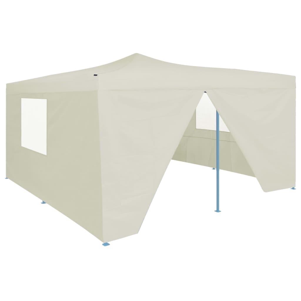 vidaXL Folding Gazebo with 4 Sidewalls 5x5 m Cream