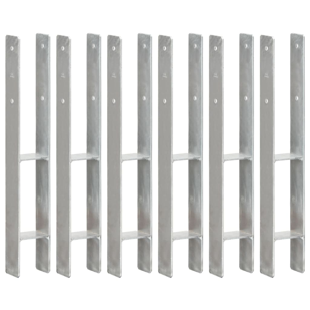 vidaXL Fence Anchors 6 pcs Silver 8x6x60 cm Galvanised Steel