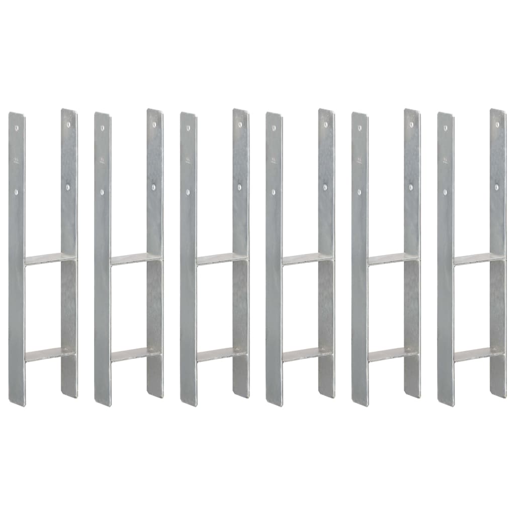 vidaXL Fence Anchors 6 pcs Silver 12x6x60 cm Galvanised Steel