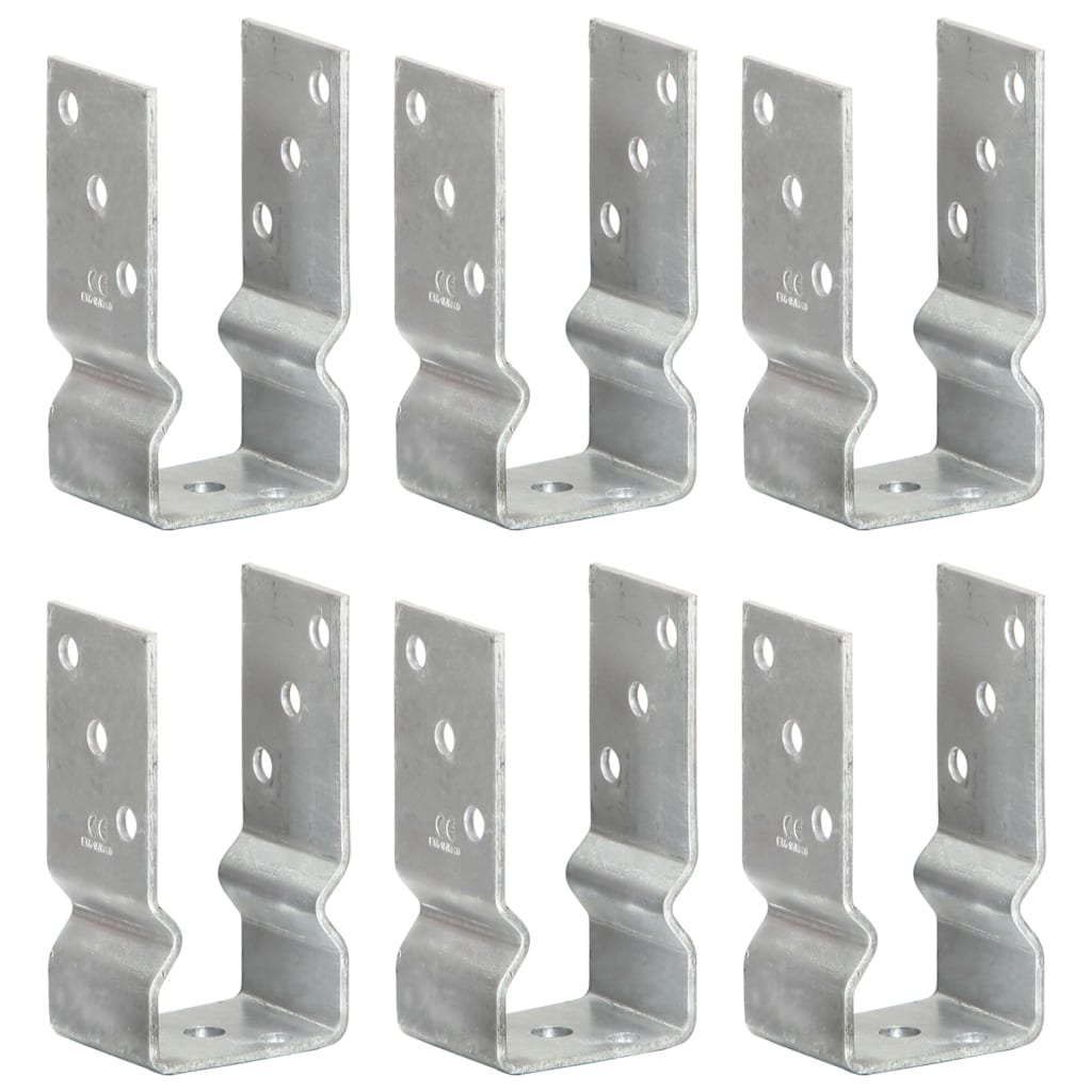 vidaXL Fence Anchors 6 pcs Silver 7x6x15 cm Galvanised Steel